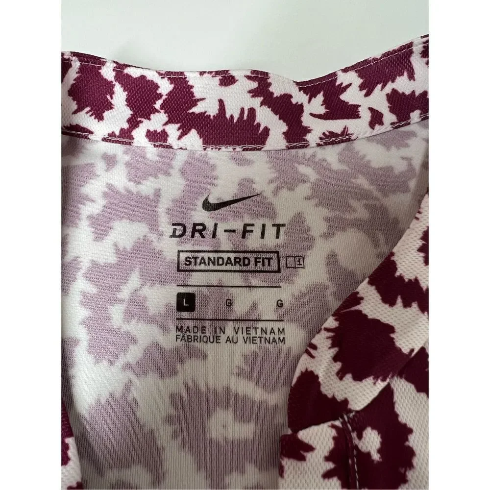 Nike Burgundy White Floral Nike Dri Fit Tank Gold Tennis Active Size L